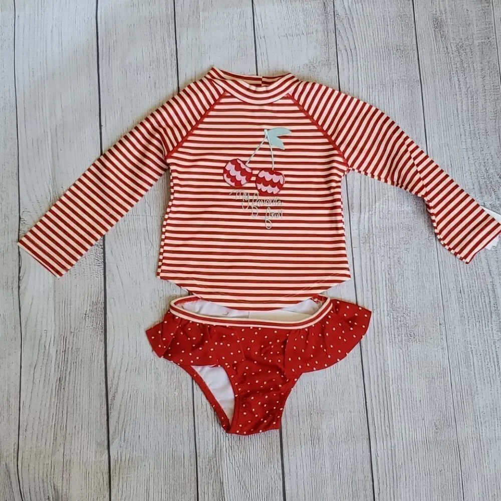 Jessica Simpson Cherry 2 Piece Rash Guard Set - Picture 2 of 6